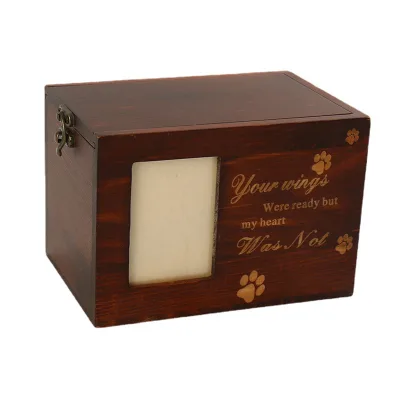 Hot Selling High Quality Square Burial Funeral Pet Memorials Funerary Supplies Cremation Cinerary Coffin Bamboo Wood Polished