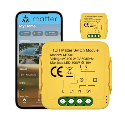 ODM Matter Smart Switch Module DIY Light Relay Switch Module Work with Apple Home,Siri,Alexa,Google Home,SmartThings,eWelink
