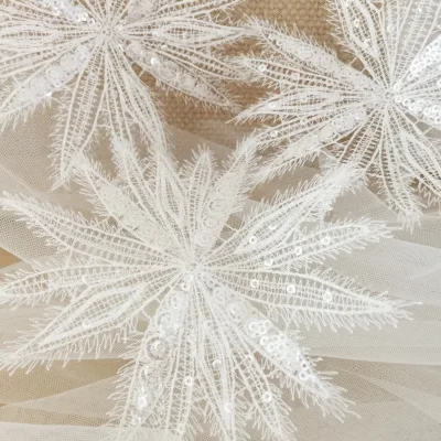 DELACE Bridal 3d Sequin Embroidery Ornament Dedicate for Wedding Dress & Veils