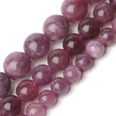Wholesale 6/8/10mm Round Dyed Purple Lepidolite Stone Beads for Jewelry Making Necklace DIY