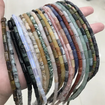 4*9mm Natural Stone Tube Spacer Beads Tubular Gemstone Beads Opal Unakite Black Labradorite Cylinder Beads for Jewelry Making
