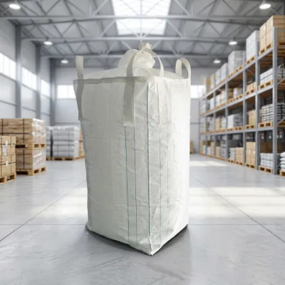 Hesheng High Strength Virgin PP 1000KG Four Loops FIBC Ton Bag Discharge Spout Safety Factor 5:1 Construction Sand Cement