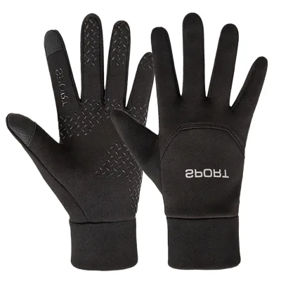 Men Full Finger Warm Cycling Football Skid Windproof Waterproof Touch Screen Fleece Sports Outdoor Riding Winter Racing Gloves