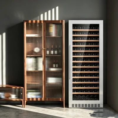 L- Single Glass Door Commercial Wine Cooler Freestanding Design Constant Humidity Wine Storage Chiller