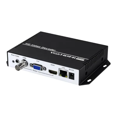 Digicast H.265 4K Aluminum IP to for VGA CVBS Decoder Multi-Protocol SRT/RTMP/UDP/HLS Video Stream Receiver