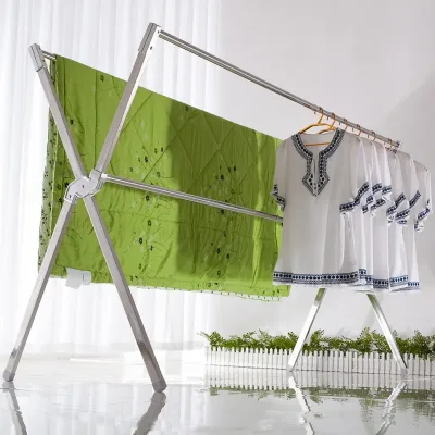 Stainless Steel Foldable Cloth Hanger Laundry Drying Racks Stand for Clothes