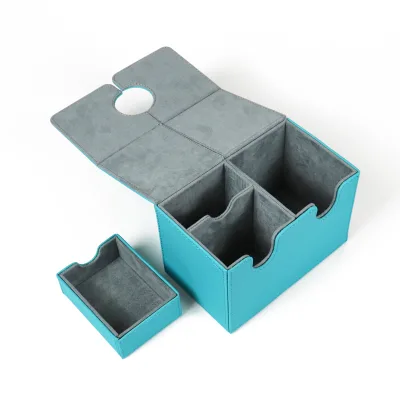 PU Leather Collectible Deck Playing Card Storage Box Strong Magnet Game Case Deck Cards Boxes with 12 Dividers 80 Sheets