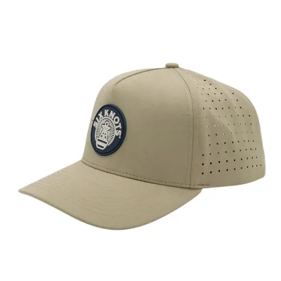 Custom Hats for Polyester Waterproof Laser Cut Perforated 5 Panel Golf Hat With Rubber Patch Logo for Men