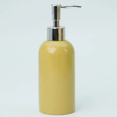Modern Ceramic Soap Dispenser Silver Pump, Bathroom Countertop Lotion Shampoo Liquid Hand Soap Bottle