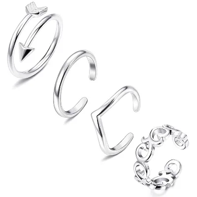 Wholesale High Quality Europe Style 925 Sterling Silver Polished Arrows Geometric Wave Adjustable Toe Ring