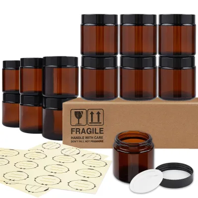 4 oz Thick Amber Glass Jars Leakproof Lids Empty Candle Making Containers Food Storage Canning Cosmetic Lotion Body Butter