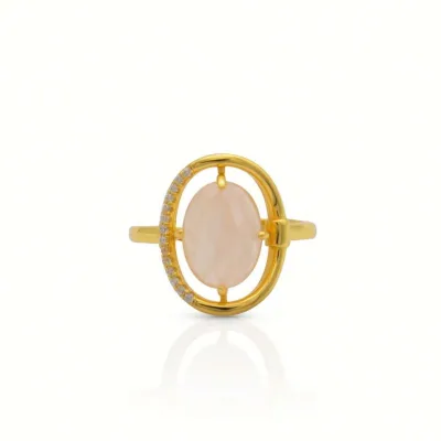 Chris April 14k Glod Plated 925 Sterling Silver Moonstone Mystic Crystal Ring