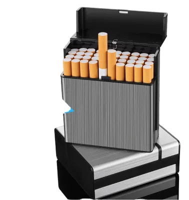 Wholesale Large Capacity 40pcs Portable Reusable Travel Cigarette Case Portable Plastic Metal Cigarette Box