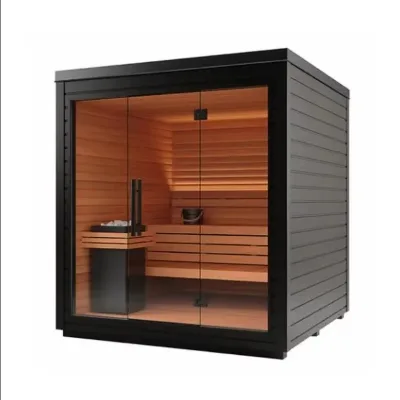 3-4 Person Outdoor Traditional Sauna Cabin Red Cedar Wood Electric Sauna Heater Bluetooth Speaker Backyard Home Sauna