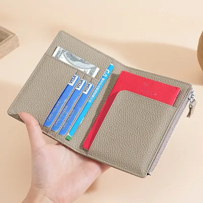 Men's Handmade Custom Minimalist Portable Travel Cow Leather Slim Credit Card Holder Wallet with Business Card Slots