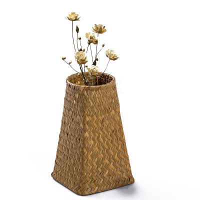 Creative Pure Hand-woven Bamboo Coiled Modern Plant Vase for Balcony Flower Dryer Wedding Centerpiece Tabletop Vase