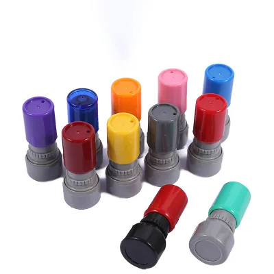 Mini 23mm Round Photosensitive Stamp Case with Spring&7mm Flash Pad Cartoon Teacher Stamp Shell Custom Stamp Material Wholesale