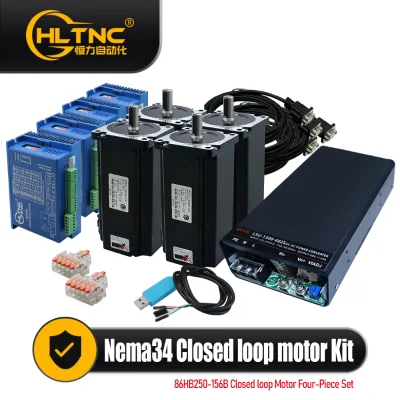 Closed Loop Stepper Motor Set 86HB250-156B with Driver HBD86 and Switching Power Supply and Cables for CNC Control System or PLC