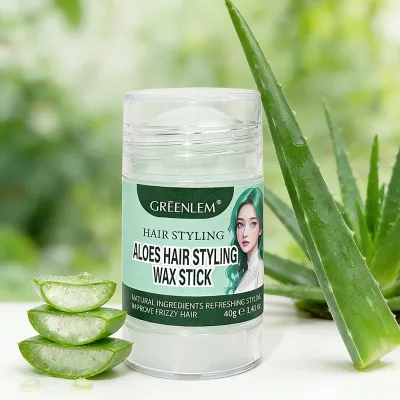 GREENLEM Aloe Vera Hair Wax Stick for Men Women Strong Hold Flyaway Tamer Hair Styling Stick Frizz Control Edge