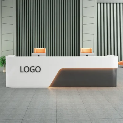 Customizable High End Luxury White Wood Modern Eco-Friendly Office Spa Front Reception Desk for Beauty Salon Barber Hair