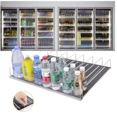 Size Customized Metallic Heavy Duty Gravity Roller Shelf Single Sided 26x28.35inch Refrigerator Divider for Cooler Pusher