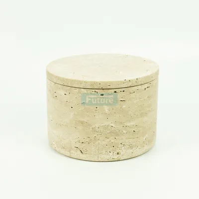 Christmas Natural Stone Aromatherapy Jar with Lid Travertine Candler Holder Living Room Candlestick Home Decoration