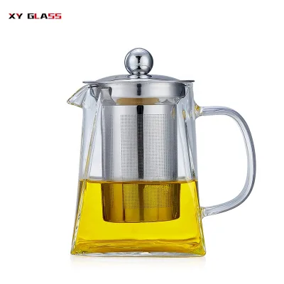 Transparent square Bottom Moroccan Borosilicate Handmade Glass square Teapot