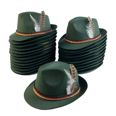 Custom Label Festival Party Fedora Hats Adult Bavarian Beer Hat German Oktoberfest Hat