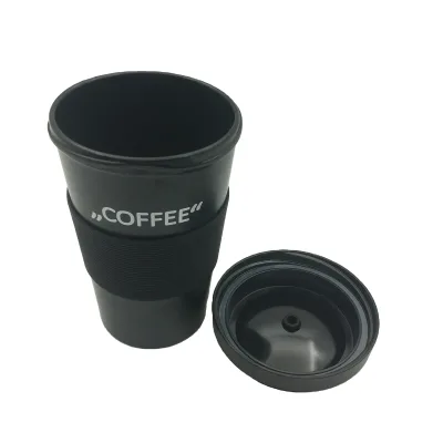 400 ML 14 OZ Black Color Melamine Cups with Screw Lids