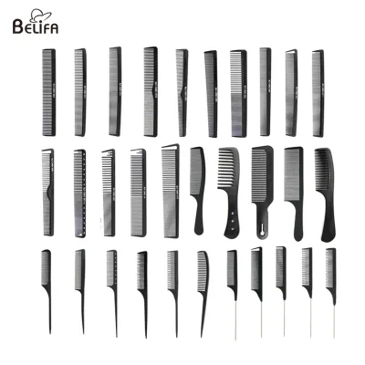 Custom logo Black Wide Tooth Hair Professional Salon Barber Hairdresser Hairdressing Antistatic Carbon Fiber Cutting Comb Set