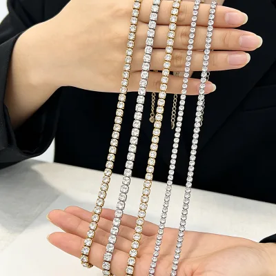 18K Gold Plated Tennis Chain Bracelet With Rhinestone Zircon Women Hand Jewelry Wholesale Joyas De Mano Para Mujer Al Por Mayor