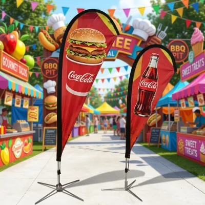 True Manufacturer Long Lasting 13ft Thickened Business Expo Flying Beach Flag for Exhibition Booth