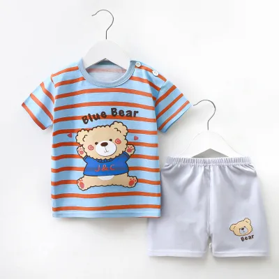 100% Cotton Kids Short Sleeve Suit Baby Short Clothing Summer Wear