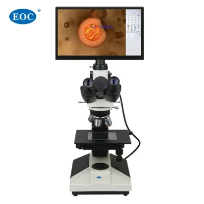 EOC 2MP HD Moniter Intergrated Camera Measuring Metallurgical Microscope Trinocular Cheap Metallographic Microscope 185 X140mm
