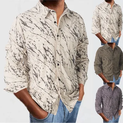 2026 New Vintage Corduroy Men's Textured Autumn Winter Casual Cardigan Patterned Shirt