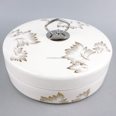 Gold Flower White Color Bowl with Lid Sugar Bowl