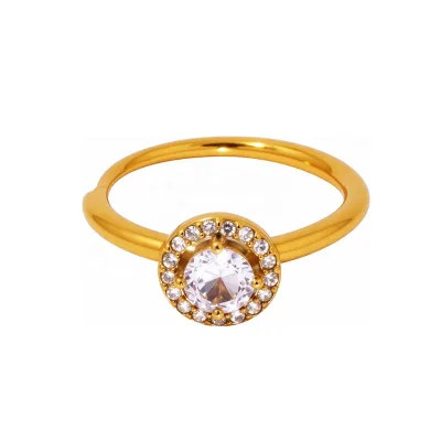 Personalized Fashion Stainless Steel Encrusted Zircon Ring Pvd Electroplated 18k Gold Light Luxury Jewelry Accessory Women