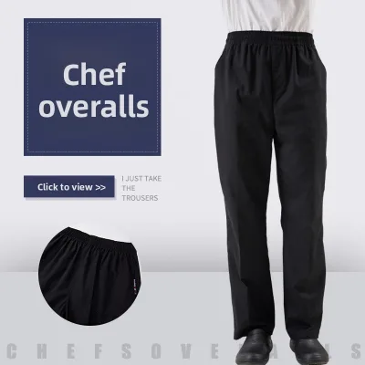 Men Chef Workwear Chef Pants Breathable Men Cargo Pants Canteen Clothes Working Uniform Elastic Waist Loose Trousers