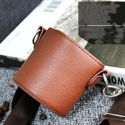 Drinks Milk Tea  Water Bottle  Carrier Hanging PU Leather Coffee Cup Sleeve Covers Take Out Carry Drink Holder  With Chain Strap