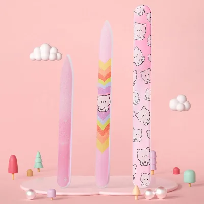 High Quality Factory Supply Cute Printed Pattern Glass Nail File Precision Filing Smooth Beauty Manicure Tool Fingernail Filer