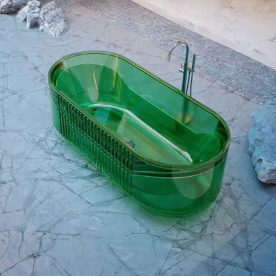 Clear Transparent Resin Freestanding Bathtub UV-Resistant Surface Non-Slip Bottom Lightweight Design for Modern Luxury Bathroom