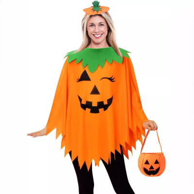 Adult Witch Pumpkin Cloak Hat Suit Cosplay Costume Smock Party Children Cape Pumpkin Costume Halloween Costume