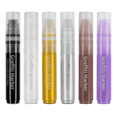 Art Acrylic Pen 15mm Flat Tip Water-Based Paint Marker Hand-Painted Opaque Children's Marker Pen