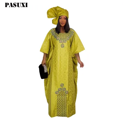 PASUXI African Dresses for Women Hijab Kaftan Print Loose Boubou Robe Casual Dress Clothes Scarf Gown Caftan Dress Ladies