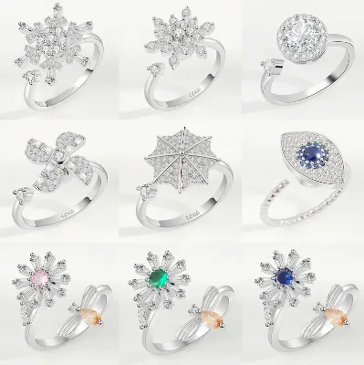 2025 New Trendy Finger Spinner Rings Sunflower Relieving Anxiety Rings Rotate Fidget Anxiety Ring for Girl Women