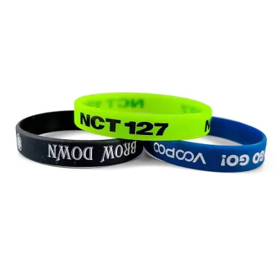 Cheap Custom Print Logo Silicone Bracelet Wristband Buckle Rubber Wrist Band