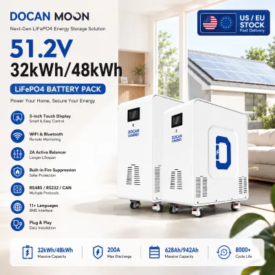 Energy Storage Battery Docan Moon 32Kwh 48Kwh 50Kwh Lifepo4 Lfp Battery Europe Stock Spain Panda 51.2V 942Ah 1000Ah Ess Unit