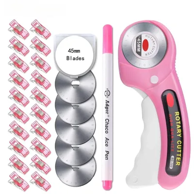 5mm Rotary Cutter With 5pcs Blades & Sewing Clips & Fabric Marker Pen for Diy Sewing Fabric Leather Quilting