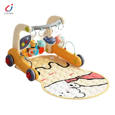 Chengji Oem Infant Toddler Fitness Rack Cartoon Baby Piano Multi Functional Early Education 3 in 1 Activity Baby Walker