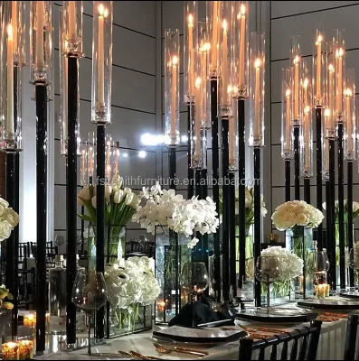 Tall Metal Candlestick Wedding Table Decoration Candelabra Centerpieces Black Candle Holders for Wedding